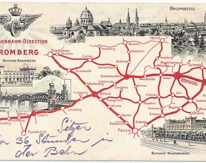 Bydgoszcz Dyrekcja Kolei mapa synagoga 1914r