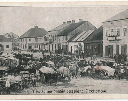 Ciechanów Rynek wojsko tabory 1917r