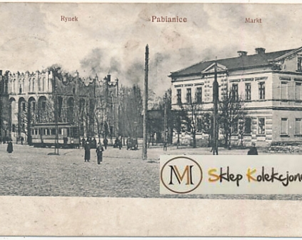 Pabianice Rynek żydzi tramwaj 1916r