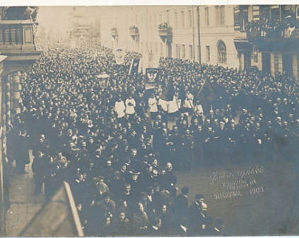 Warszawa Pochód Narodowy 1905r. fotograficzna