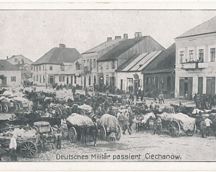 Ciechanów Rynek wojsko tabory 1915r