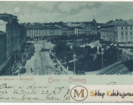 Lwów Plac Mariacki księżycowa 1900 r.