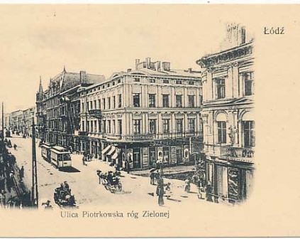 Łódź Ulica Piotrkowska róg Zielonej tramwaj