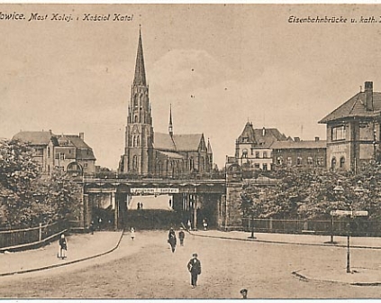 Mysłowice Most kolejowy i kościół