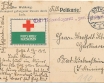 Łódź Jeńcy rosyjscy nalepka Czerwony Krzyż stempel